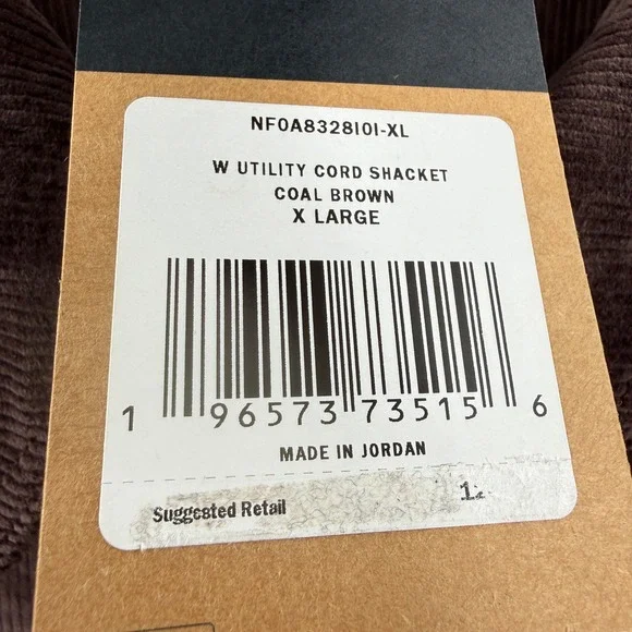 The North Face Womens Utility Cord Shacket Coal‎ Brown Relaxed Fit XL
